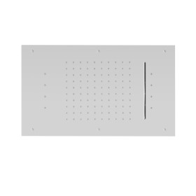 Steel rectangular concealed head shower with raining jet, waterfall jet and multicolor automatic lighting system - finish Chrome