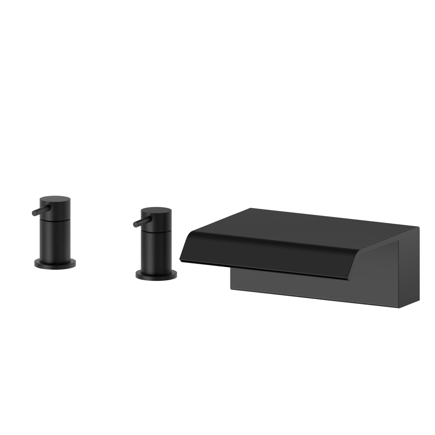 Deck-mounted set with waterfall spout - finish Matt Black