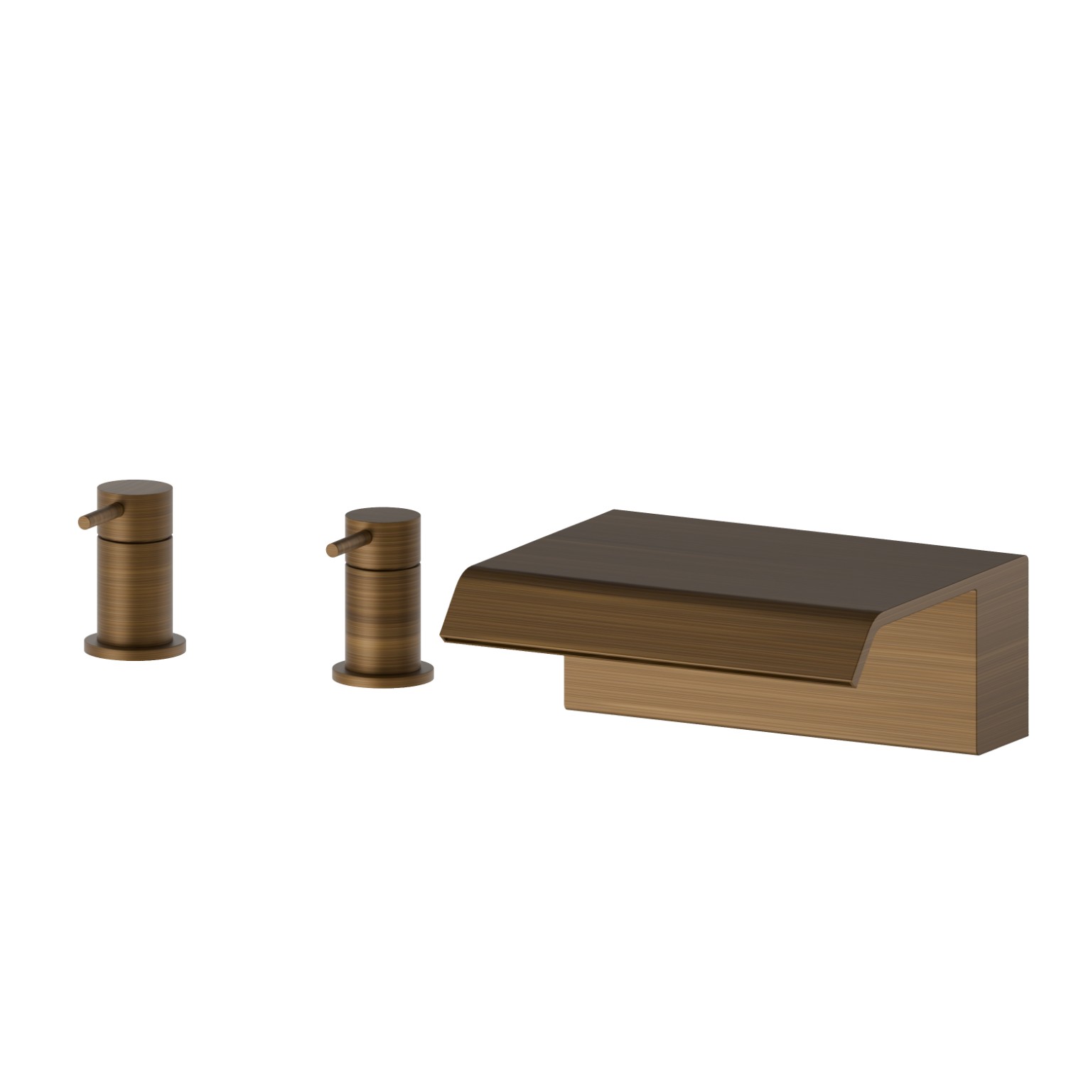 Deck-mounted set with waterfall spout - finish Groove Bronze