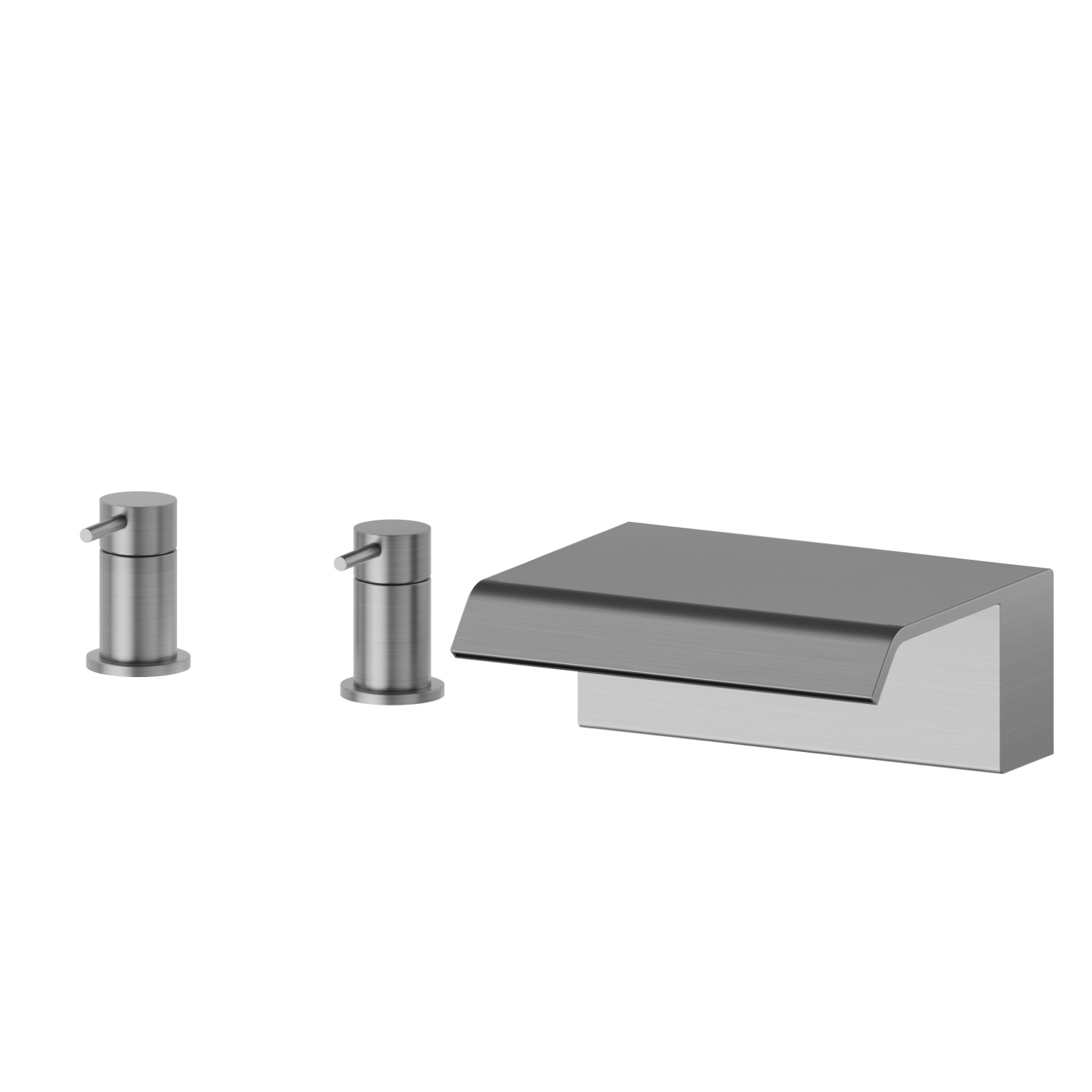 Deck-mounted set with waterfall spout - finish PVD Brushed Gun Metal