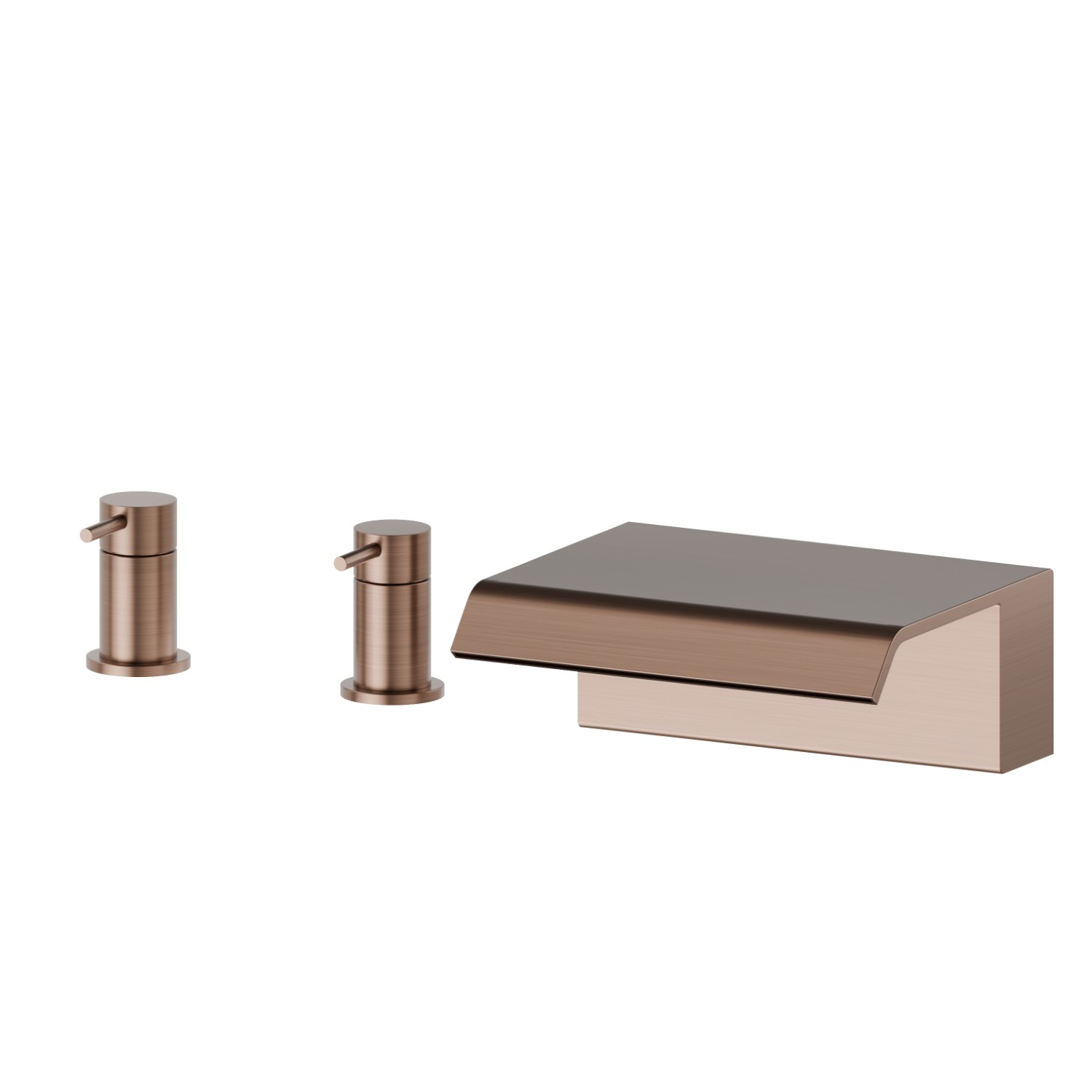 Deck-mounted set with waterfall spout - finish PVD Brushed Copper Bronze