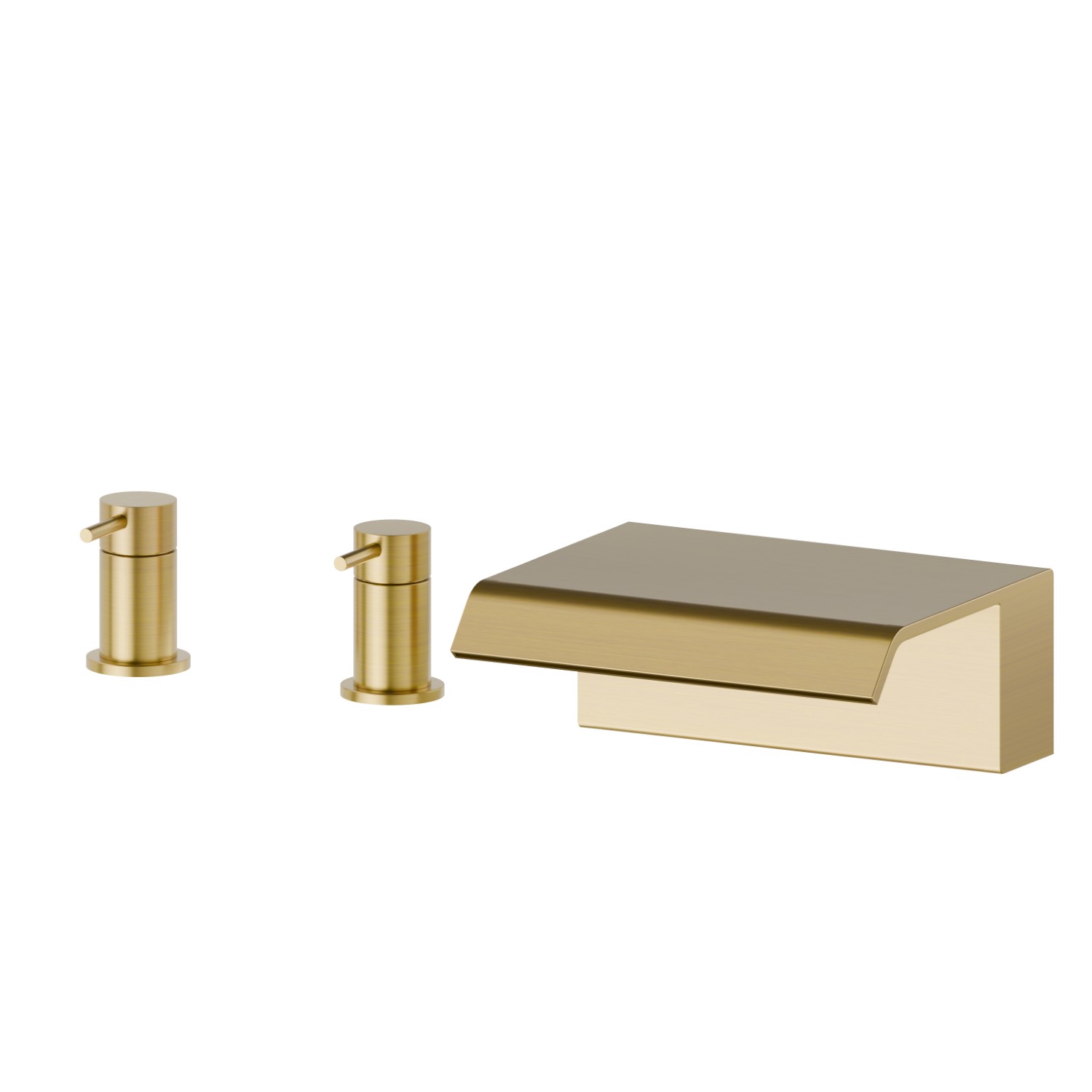 Deck-mounted set with waterfall spout - finish PVD Brushed Gold