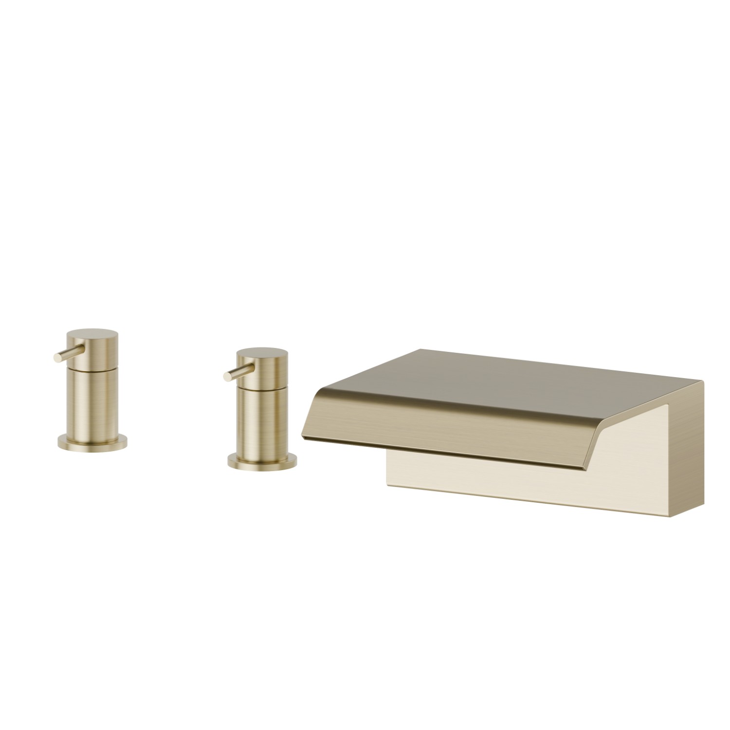 Gruppo bordo vasca con getto a cascata. - finitura PVD Brushed Pale Gold