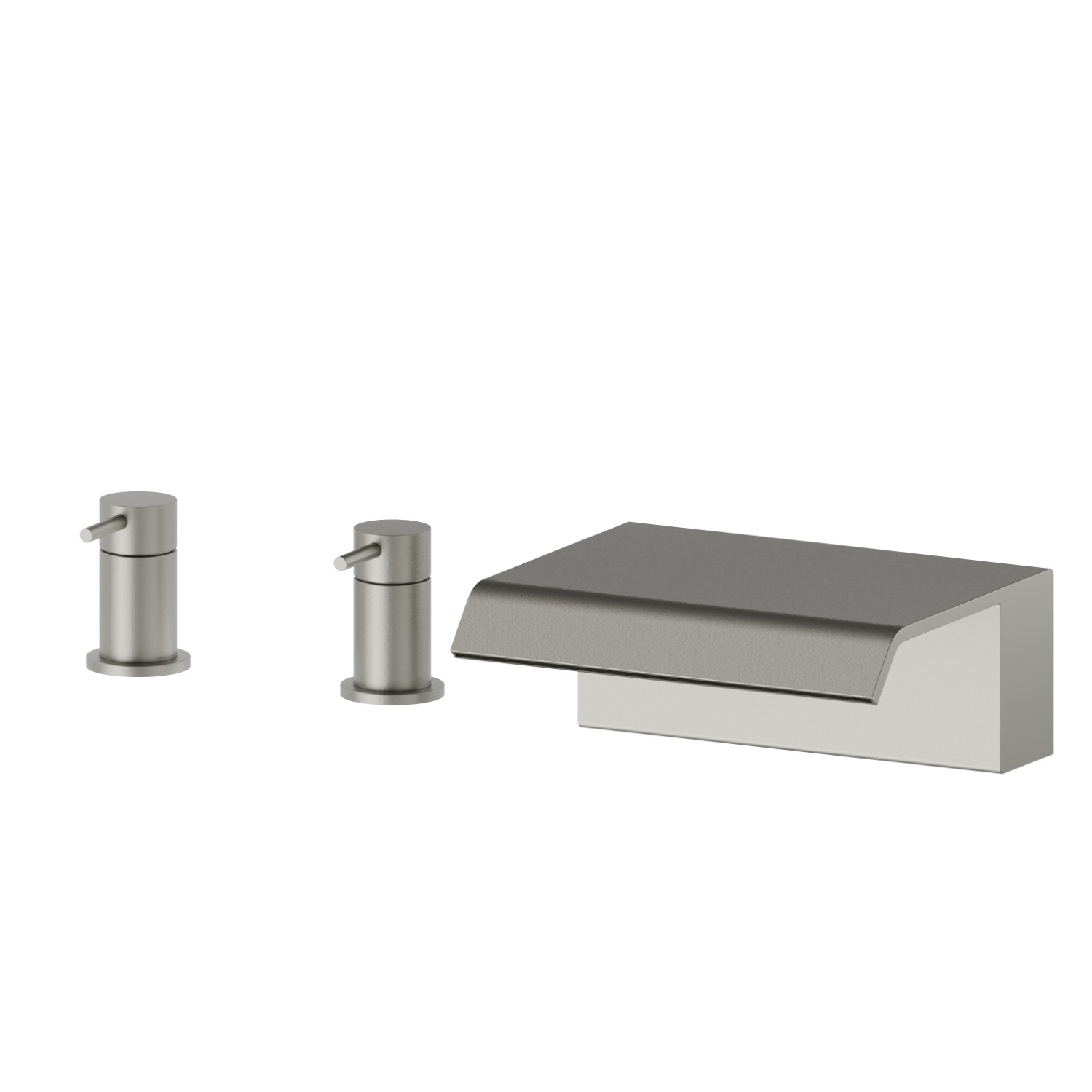 Gruppo bordo vasca con getto a cascata. - finitura Titanium Satin