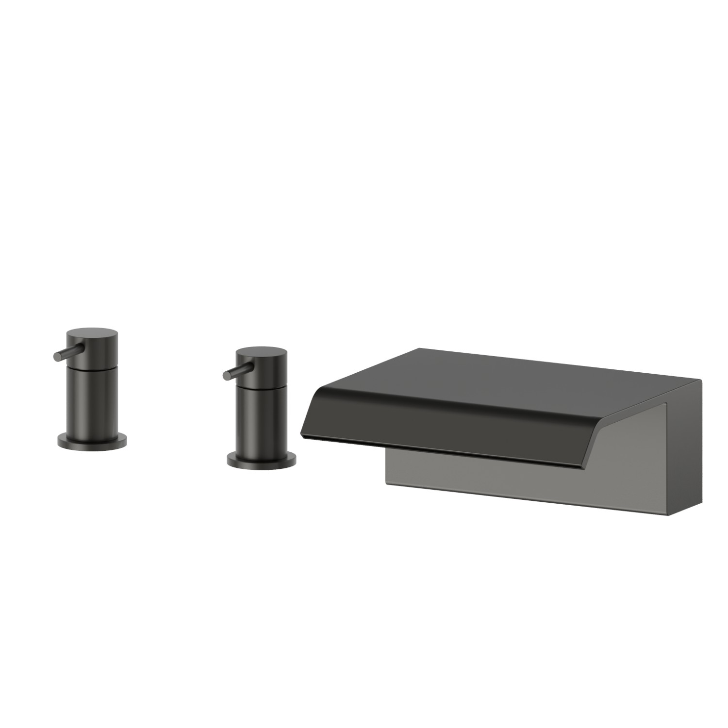 Gruppo bordo vasca con getto a cascata. - finitura Carbon Satin