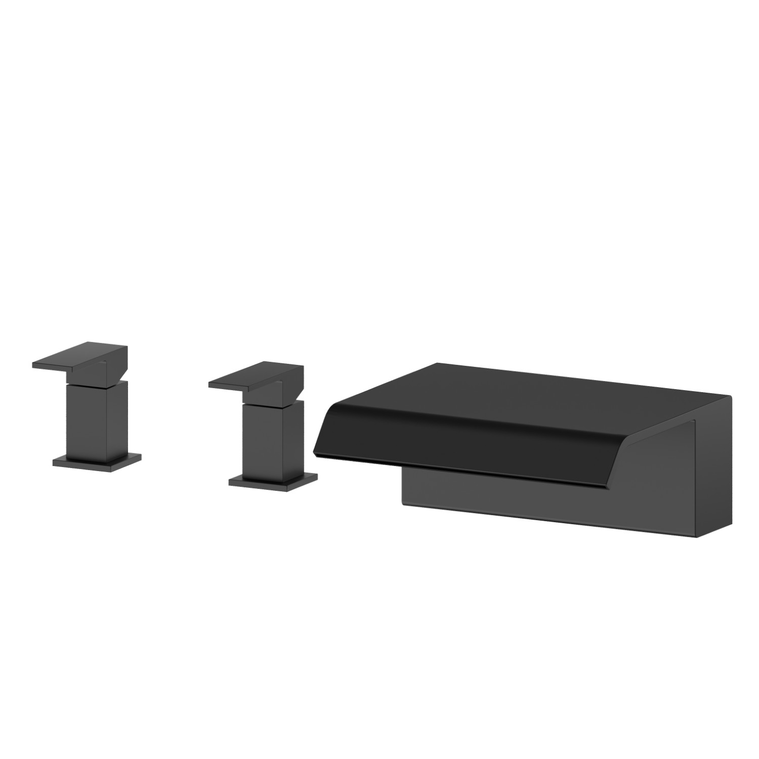 Deck-mounted set with waterfall spout - finish Matt Black