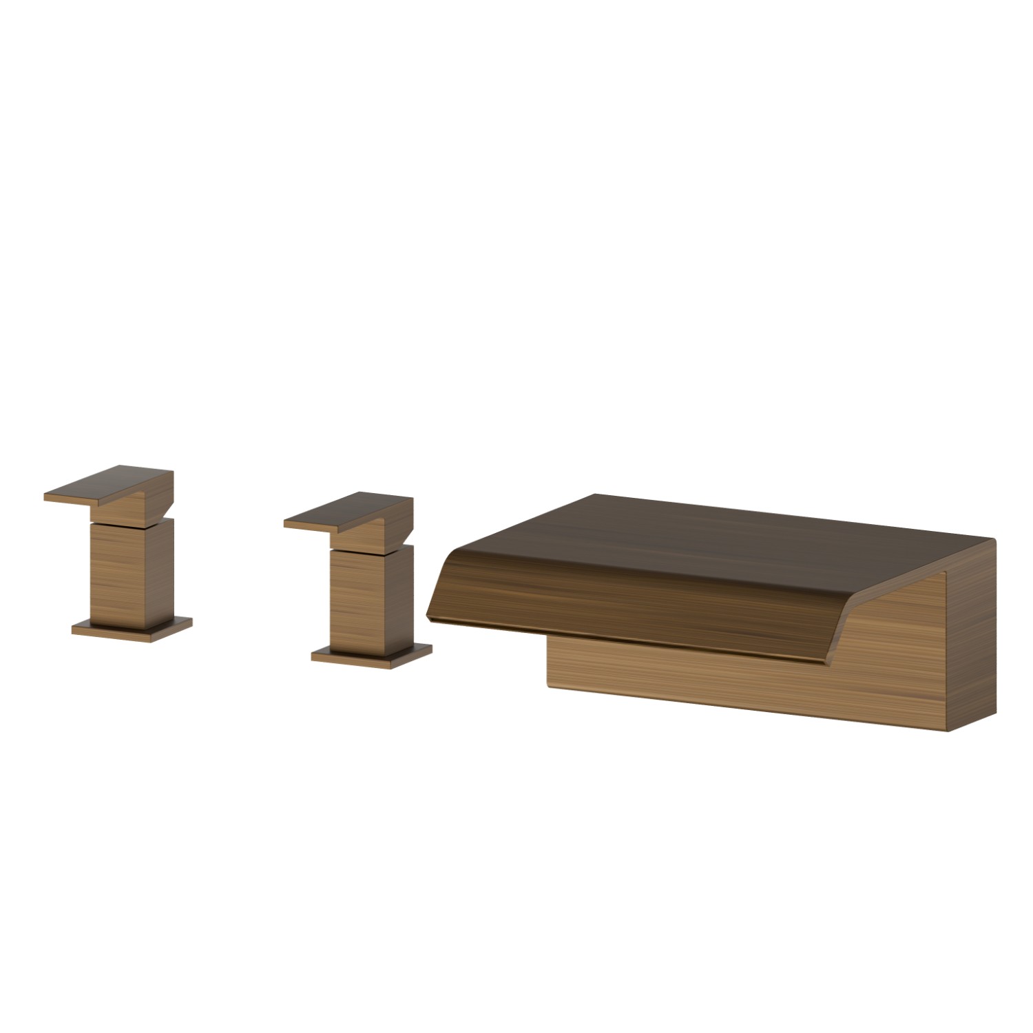 Deck-mounted set with waterfall spout - finish Groove Bronze