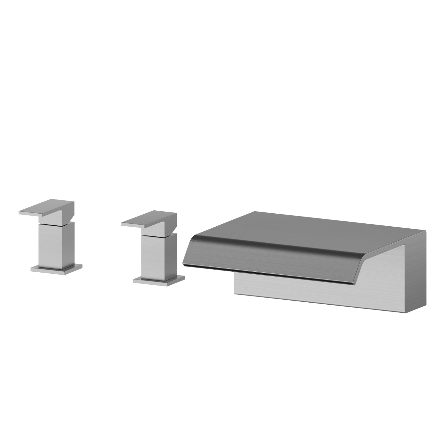 Deck-mounted set with waterfall spout - finish PVD Brushed Gun Metal
