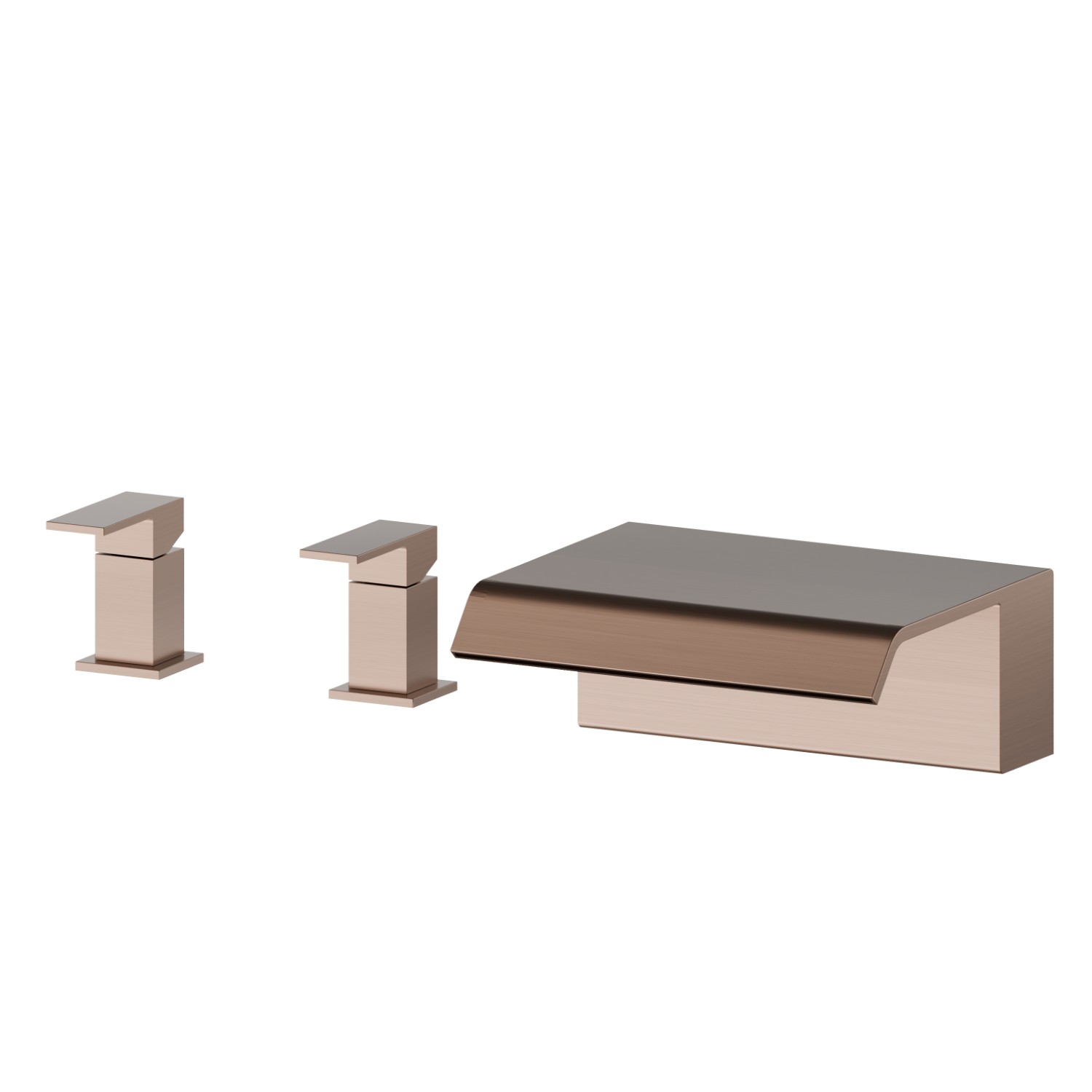 Deck-mounted set with waterfall spout - finish PVD Brushed Copper Bronze