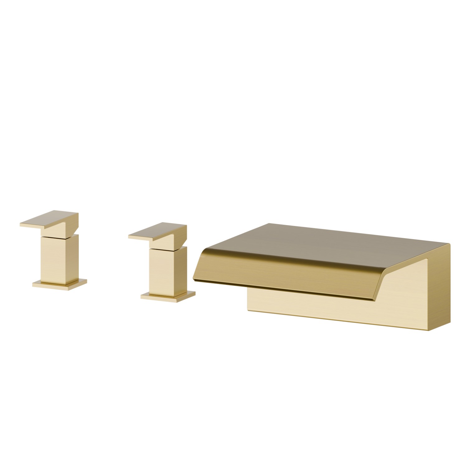 Deck-mounted set with waterfall spout - finish PVD Brushed Gold