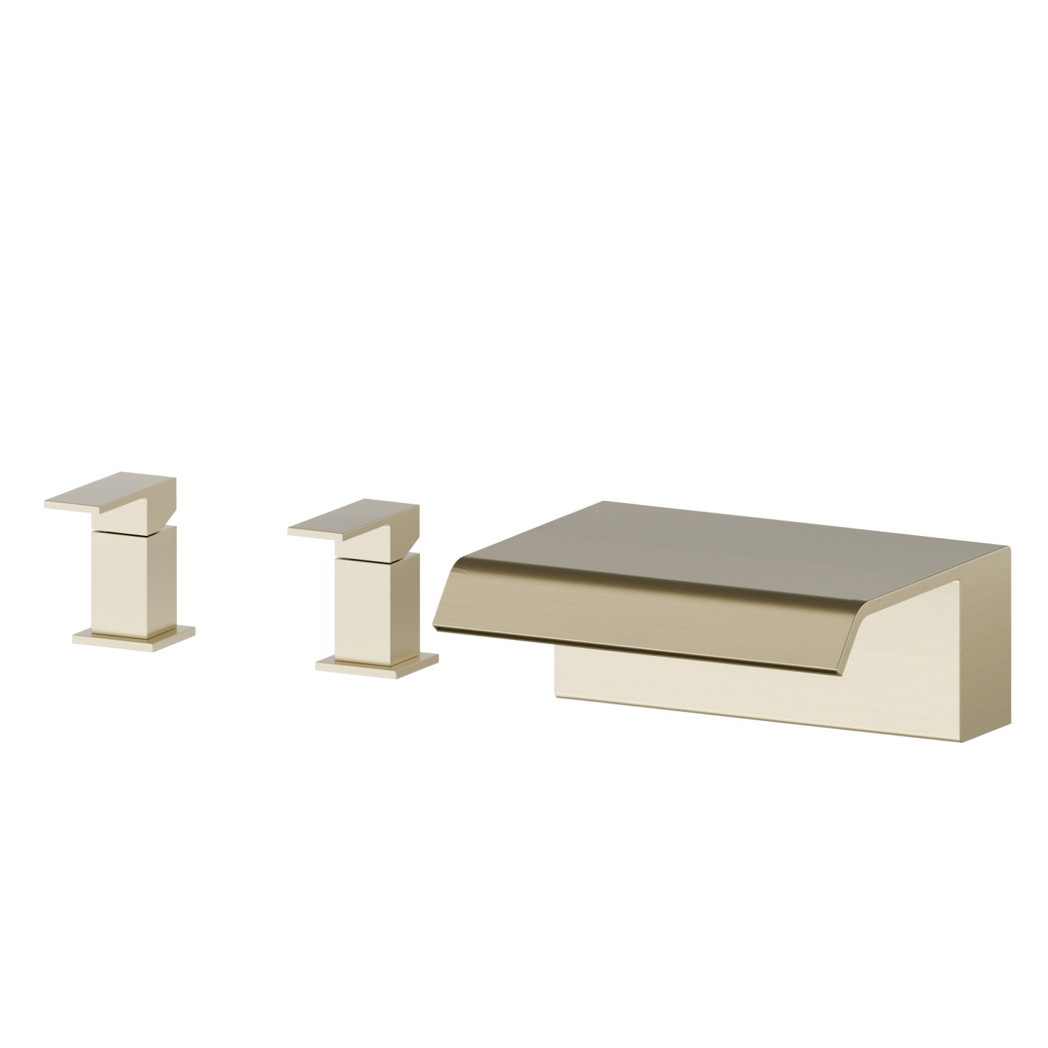 Gruppo bordo vasca con getto a cascata. - finitura PVD Brushed Pale Gold