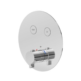 2 ways out thermostatic concealed mixer, with one handle for temperature control and buttons on/off. External part - finish Chrome