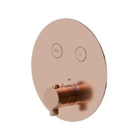 2 ways out thermostatic concealed mixer, with one handle for temperature control and buttons on/off. External part - finish PVD Copper Bronze