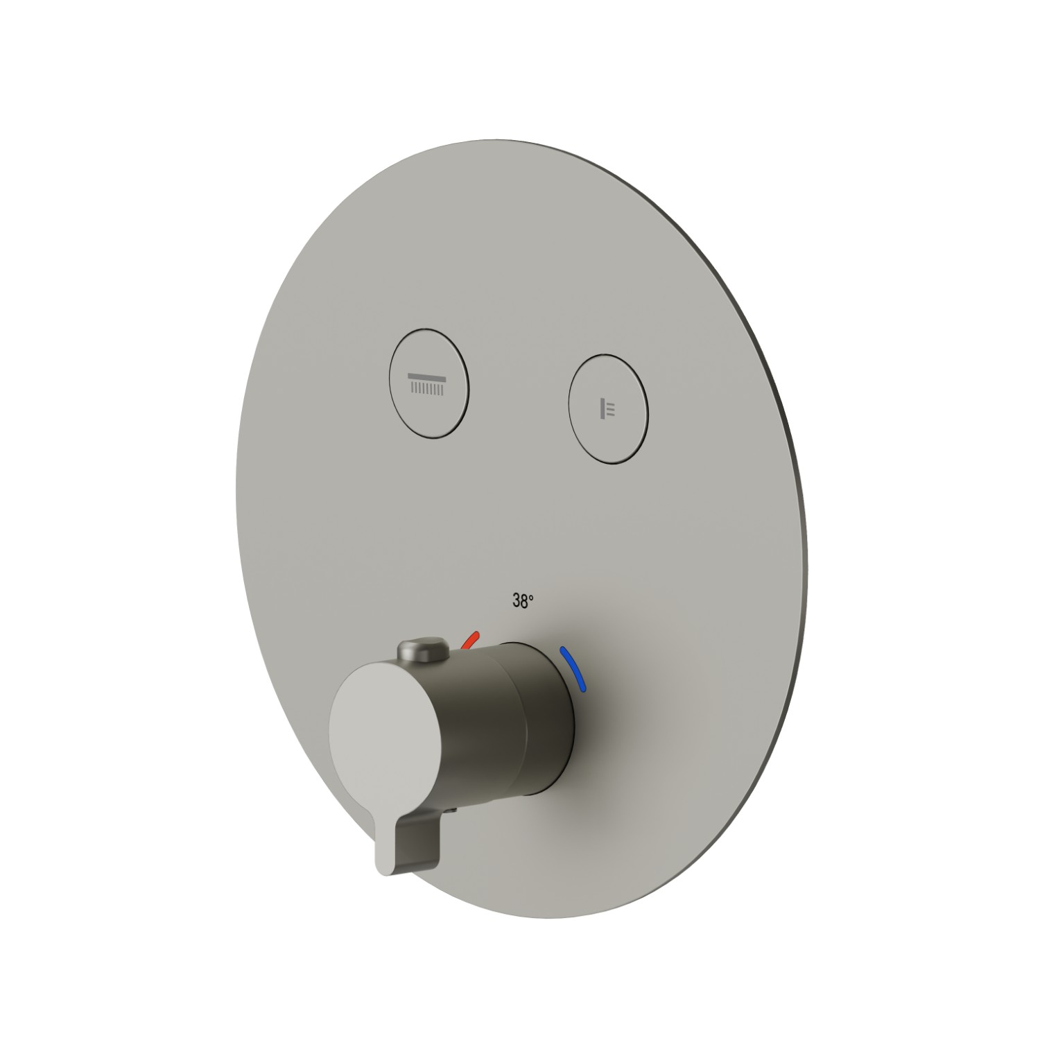 2 ways out thermostatic concealed mixer, with one handle for temperature control and buttons on/off. External part - finish Titanium Satin