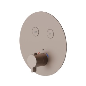 2 ways out thermostatic concealed mixer, with one handle for temperature control and buttons on/off. External part - finish Copper Glossy