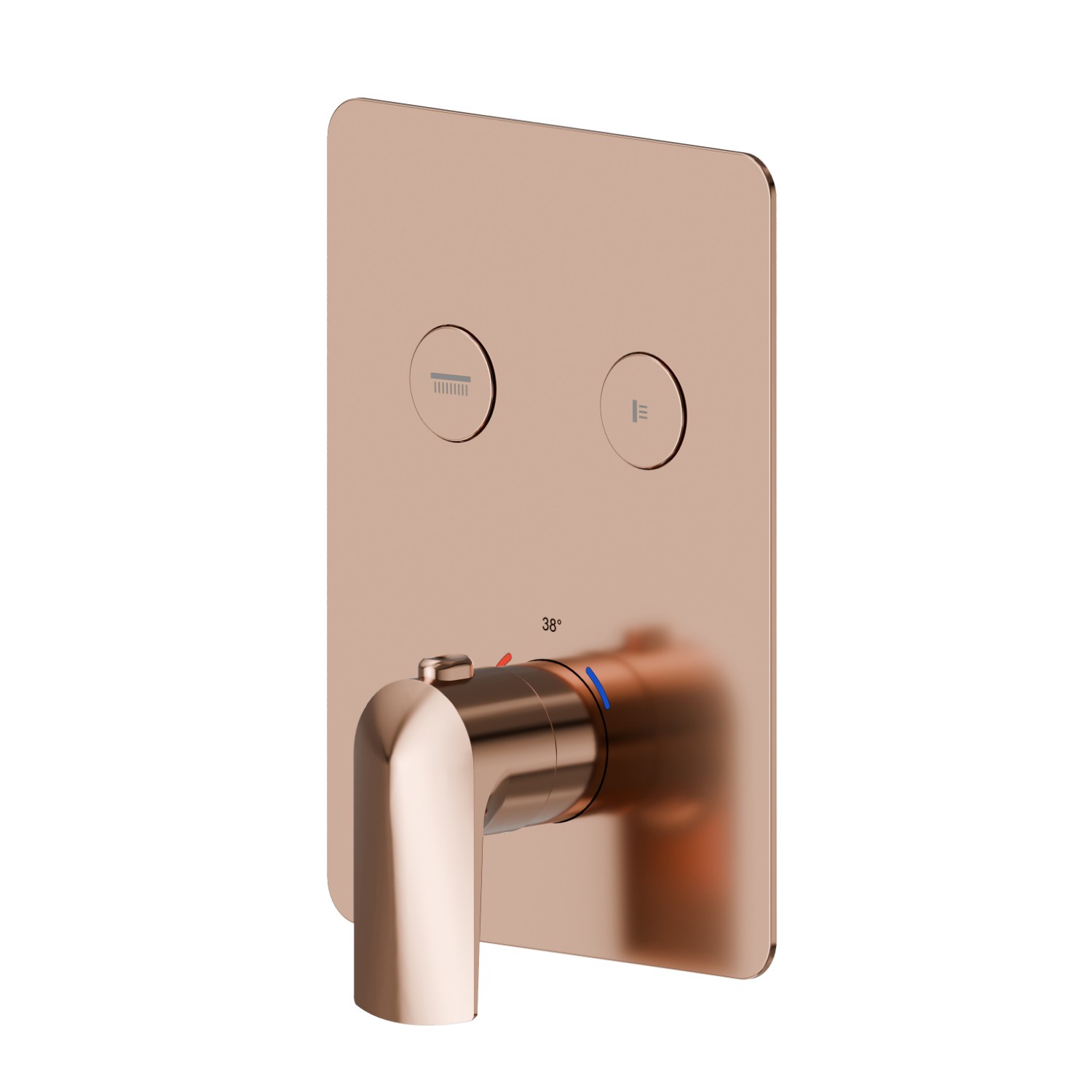 Miscelatore termostatico ad incasso a 2 uscite, con comando per la regolazione della temperatura e pulsanti on/off. Parte eterna.  - finitura PVD Copper Bronze