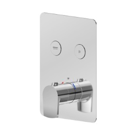 2 ways out thermostatic concealed mixer, with one handle for temperature control and buttons on/off. External part - finish Chrome