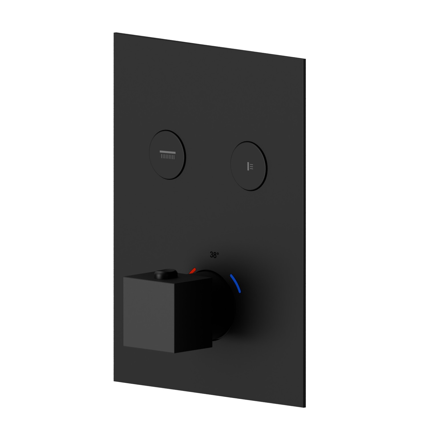 2 ways out thermostatic concealed mixer, with one handle for temperature control and buttons on/off. External part - finish Matt Black
