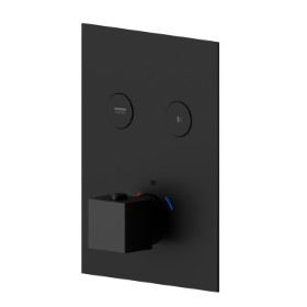 2 ways out thermostatic concealed mixer, with one handle for temperature control and buttons on/off. External part - finish Matt Black