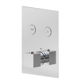 2 ways out thermostatic concealed mixer, with one handle for temperature control and buttons on/off. External part - finish Chrome
