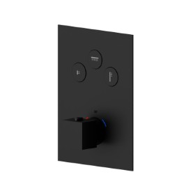 3 ways out thermostatic concealed mixer, with one handle for temperature control and buttons on/off. External part - finish Matt Black