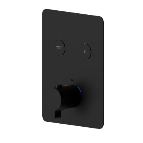 2 ways out thermostatic concealed mixer, with one handle for temperature control and buttons on/off. External part - finish Matt Black