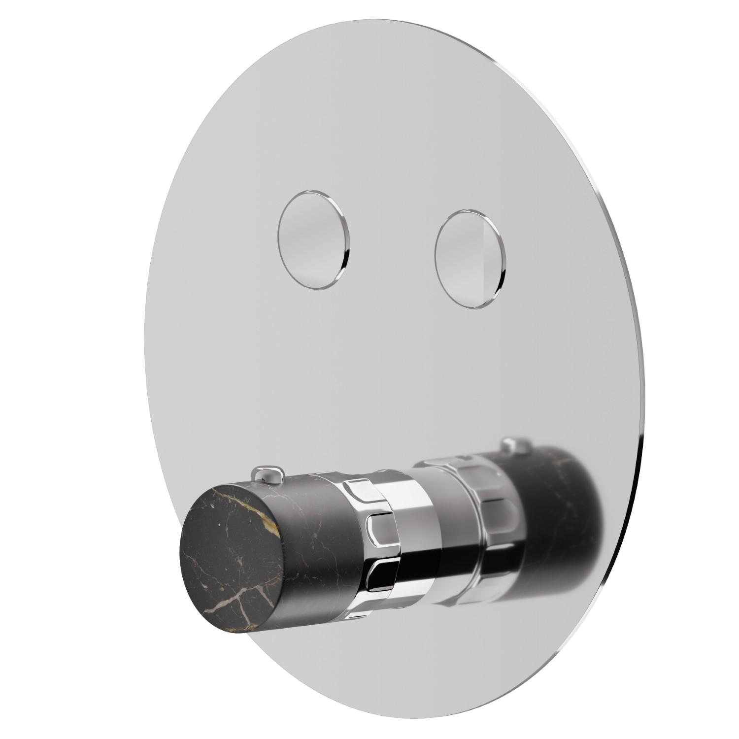 2 ways out thermostatic concealed mixer, with one handle for temperature control and buttons on/off. External part - finish Chrome