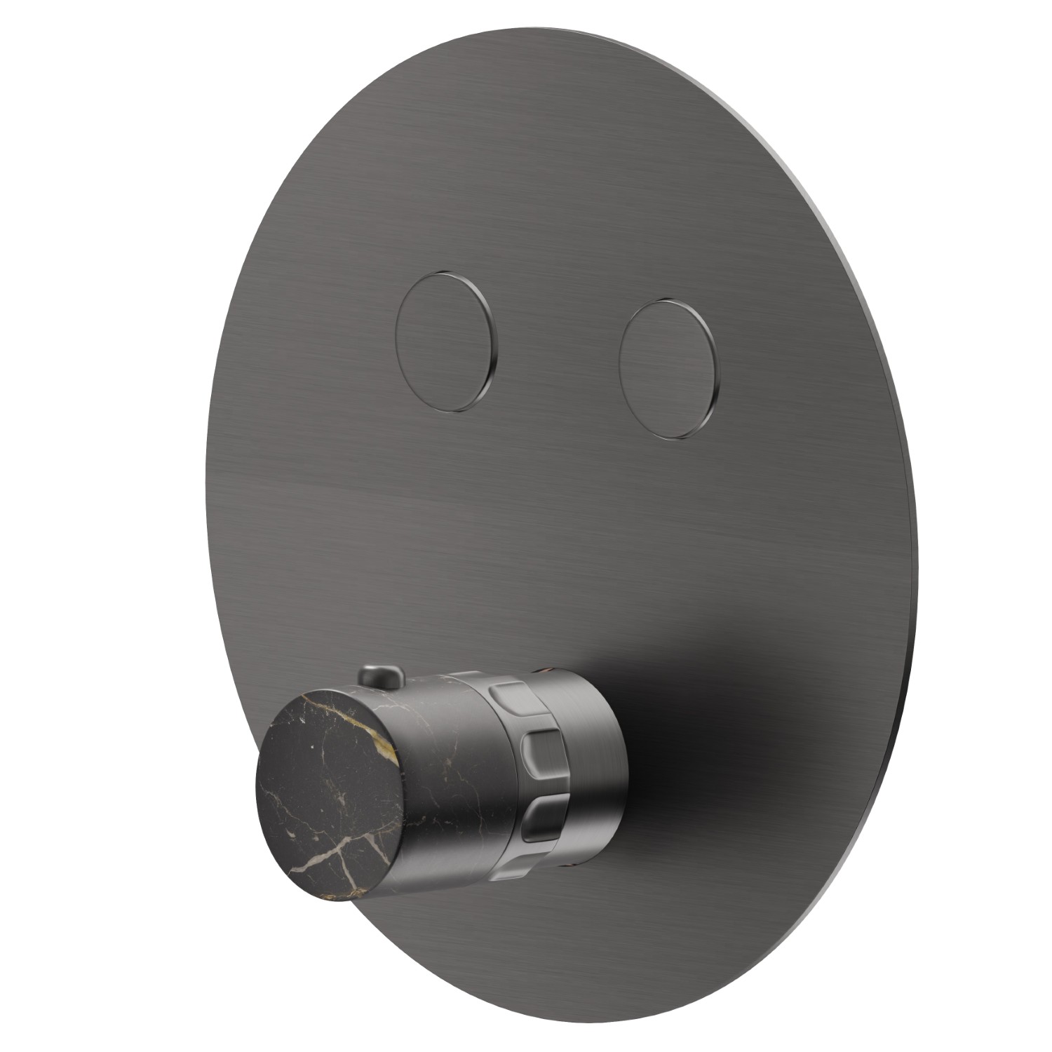 Thermostatischer einbaumischer mit 2-wege, mit bedienung zur temperaturregulierung und ein/aus-tasten. Außenteil - oberfläche PVD  Gun Metal gebürstet