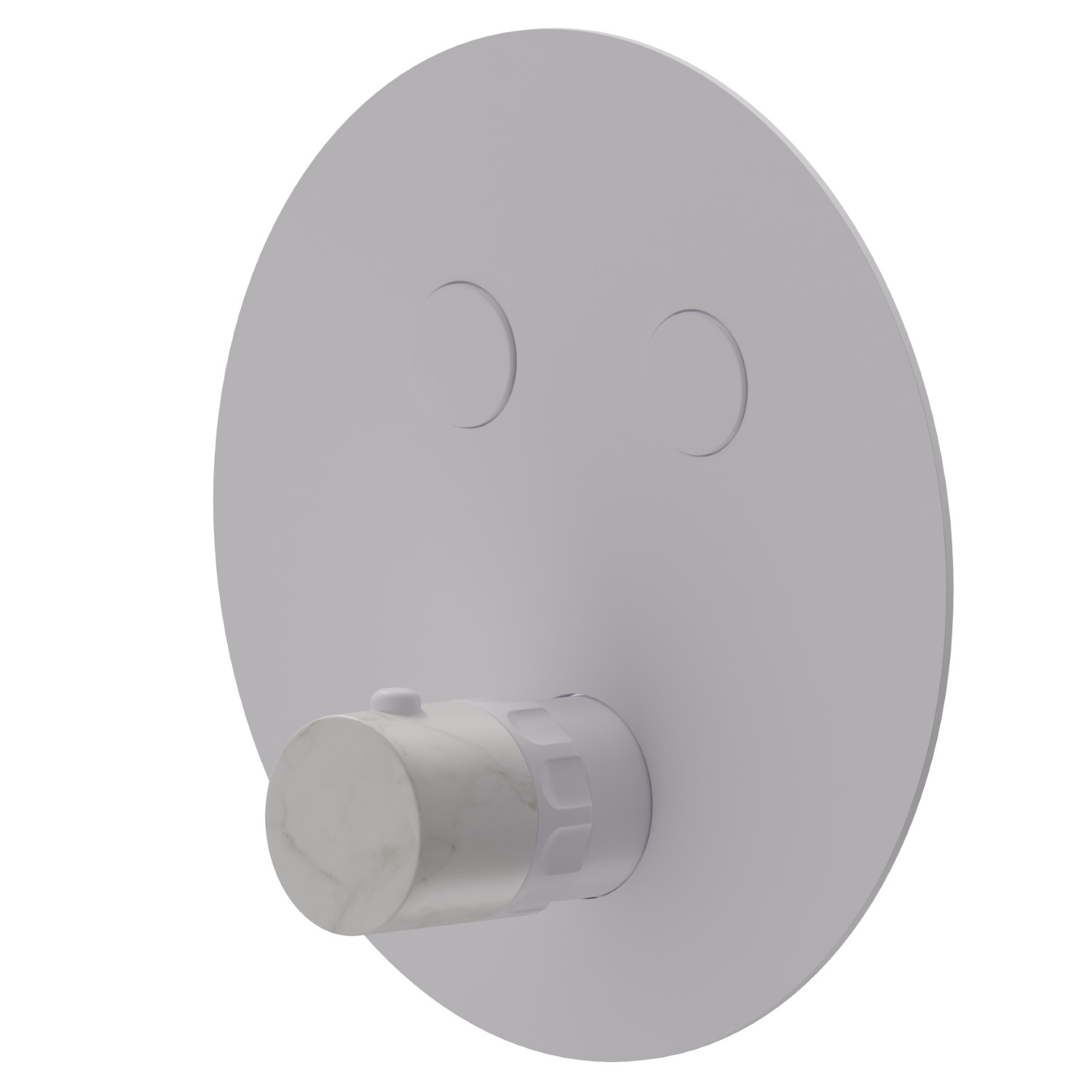 Mitigeur thermostatique à encastrer 2 sorties, avec commande pour le réglage de la température et boutons on/off. Façade murale - finition Matt White