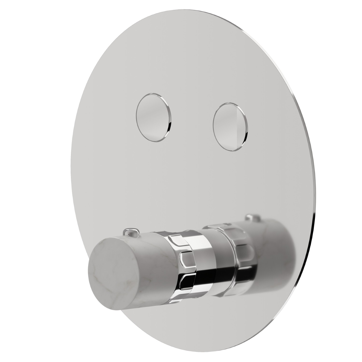 2 ways out thermostatic concealed mixer, with one handle for temperature control and buttons on/off. External part - finish Chrome