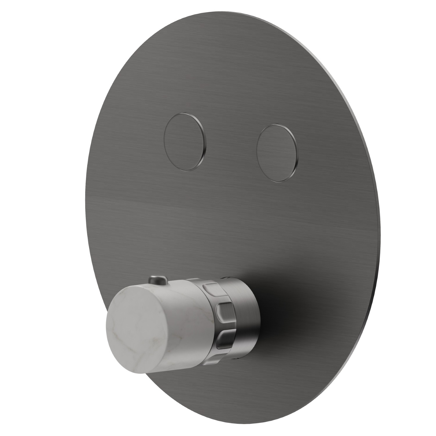 Thermostatischer einbaumischer mit 2-wege, mit bedienung zur temperaturregulierung und ein/aus-tasten. Außenteil - oberfläche PVD  Gun Metal gebürstet