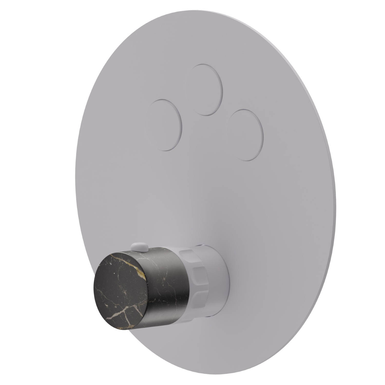 Mitigeur thermostatique à encastrer 3 sorties, avec commande pour le réglage de la température et boutons on/off. Façade murale - finition Matt White