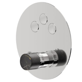 3 ways out thermostatic concealed mixer, with one handle for temperature control and buttons on/off. External part - finish Chrome