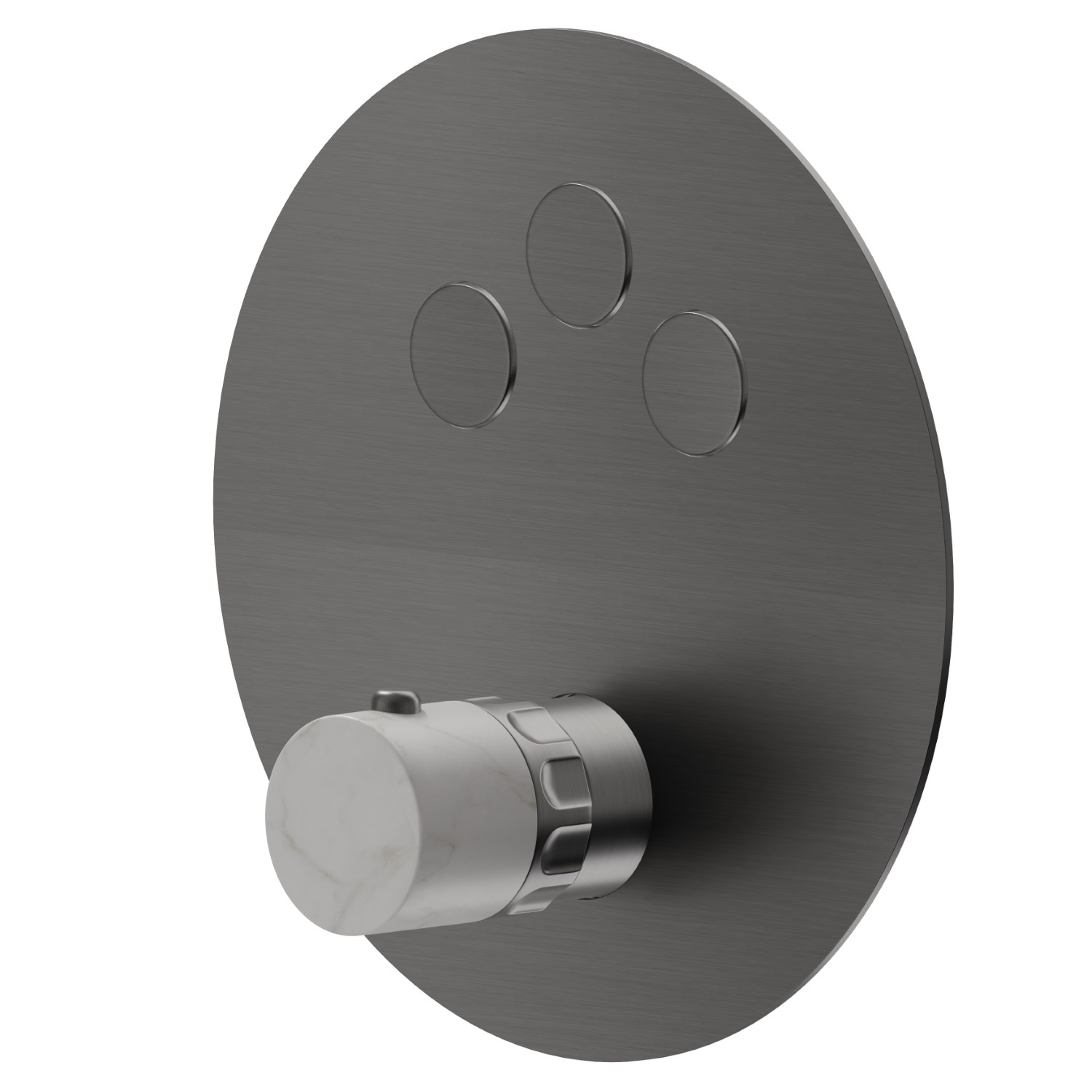 Thermostatischer einbaumischer mit 3-wege, mit bedienung zur temperaturregulierung und ein/aus-tasten. Außenteil - oberfläche PVD  Gun Metal gebürstet