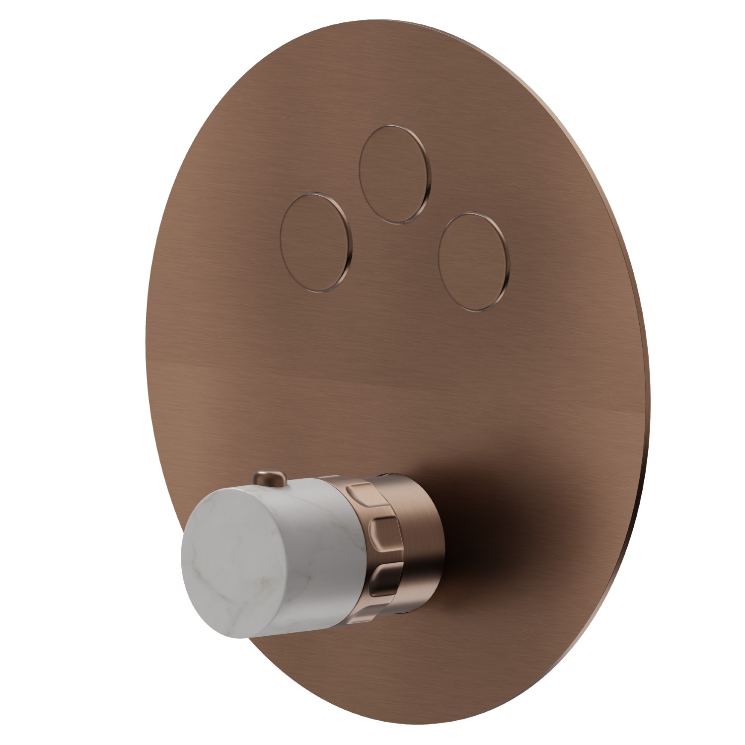 Thermostatischer einbaumischer mit 3-wege, mit bedienung zur temperaturregulierung und ein/aus-tasten. Außenteil - oberfläche PVD  Copper Bronze gebürstet