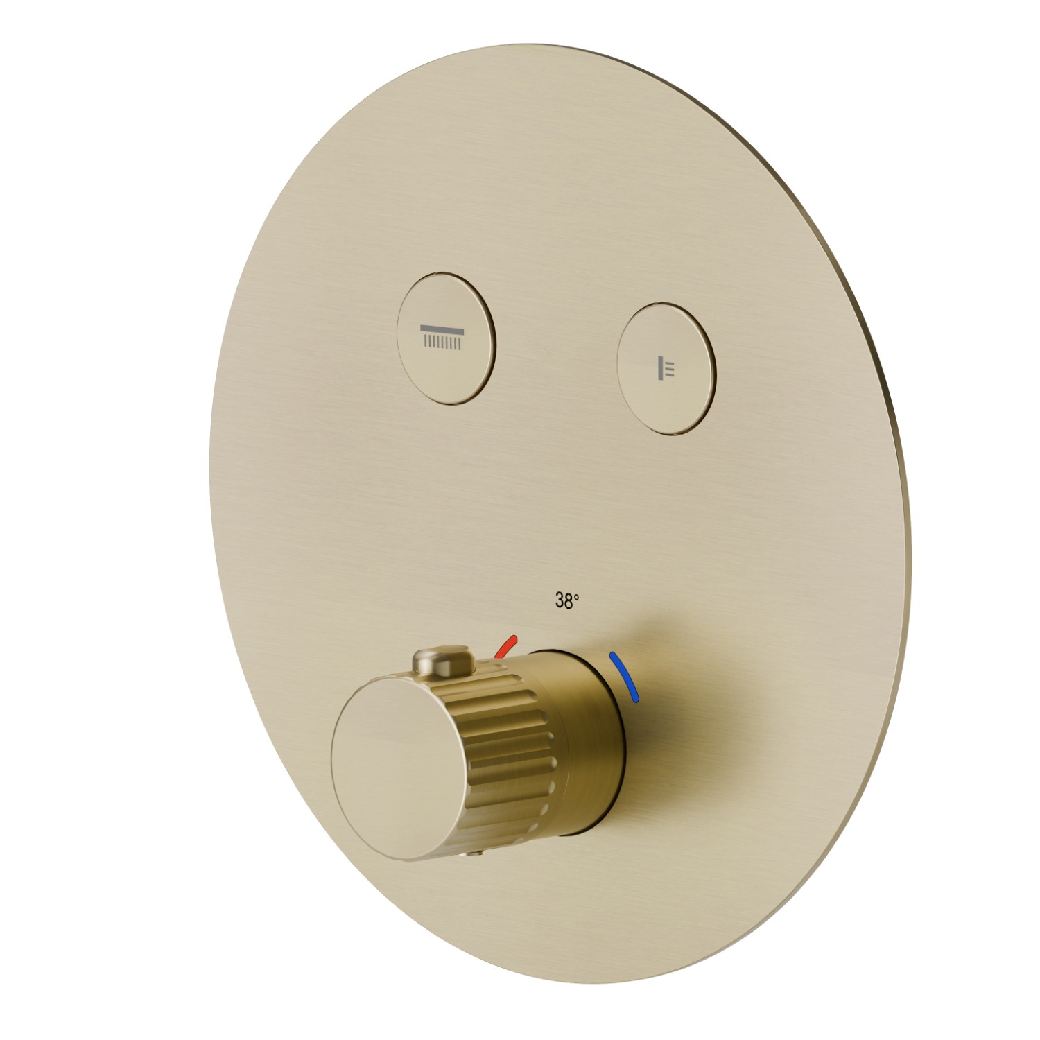 Thermostatischer einbaumischer mit 2-wege, mit bedienung zur temperaturregulierung und ein/aus-tasten. Außenteil - oberfläche PVD  Pale Gold gebürstet