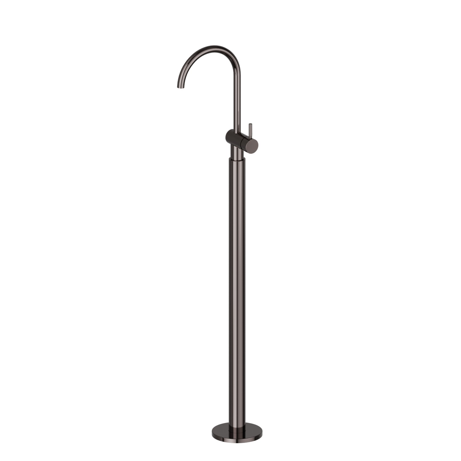 Single lever basin mixer with floor pillar union - finish PVD Gun Metal