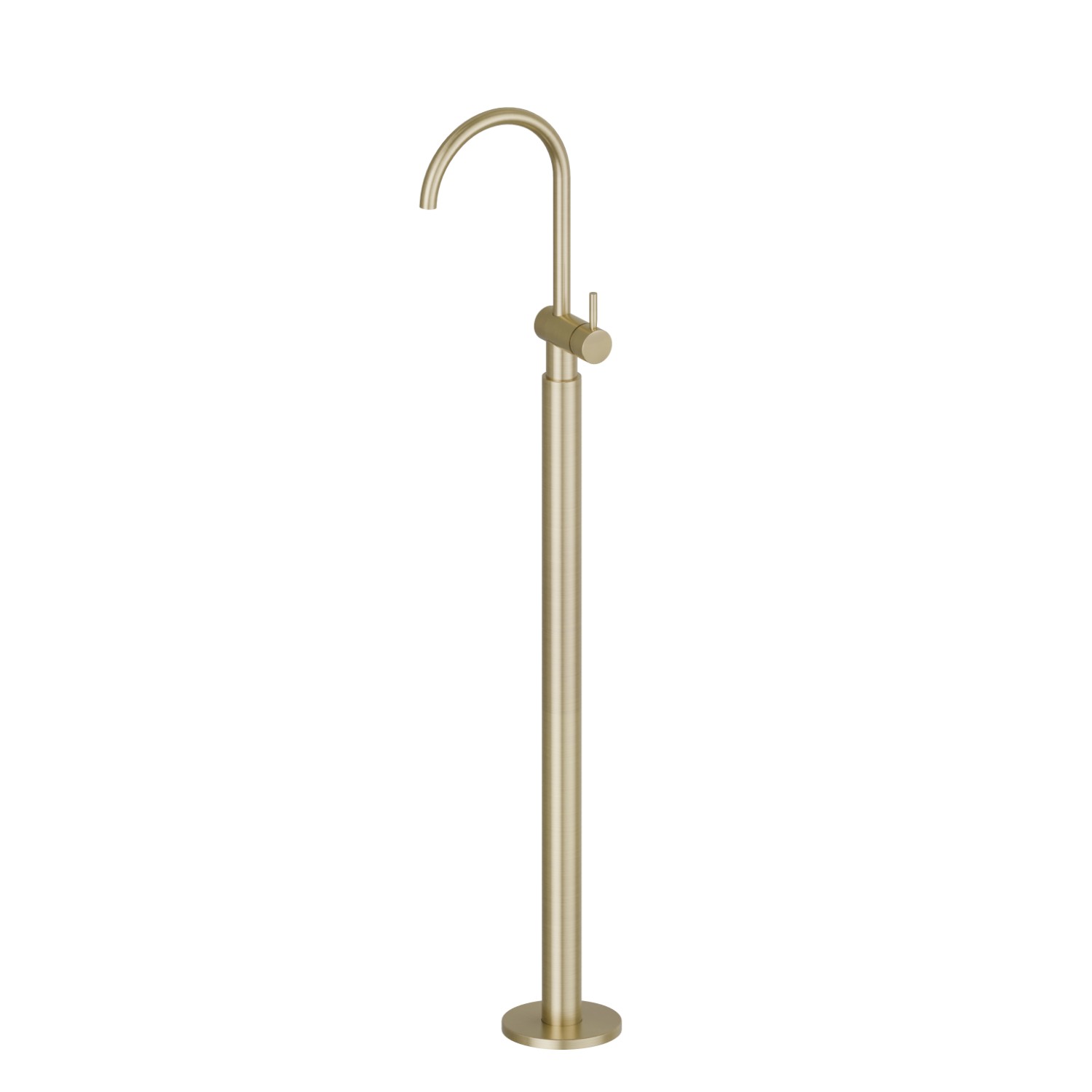 Single lever basin mixer with floor pillar union - finish PVD Brushed Pale Gold