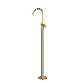 Single lever basin mixer with floor pillar union - finish PVD Glossy Gold