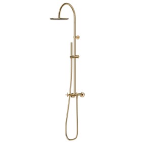Shower column with exposed group with diverter, checkable head shower and brass single-jet hand shower set - finish PVD Glossy Gold