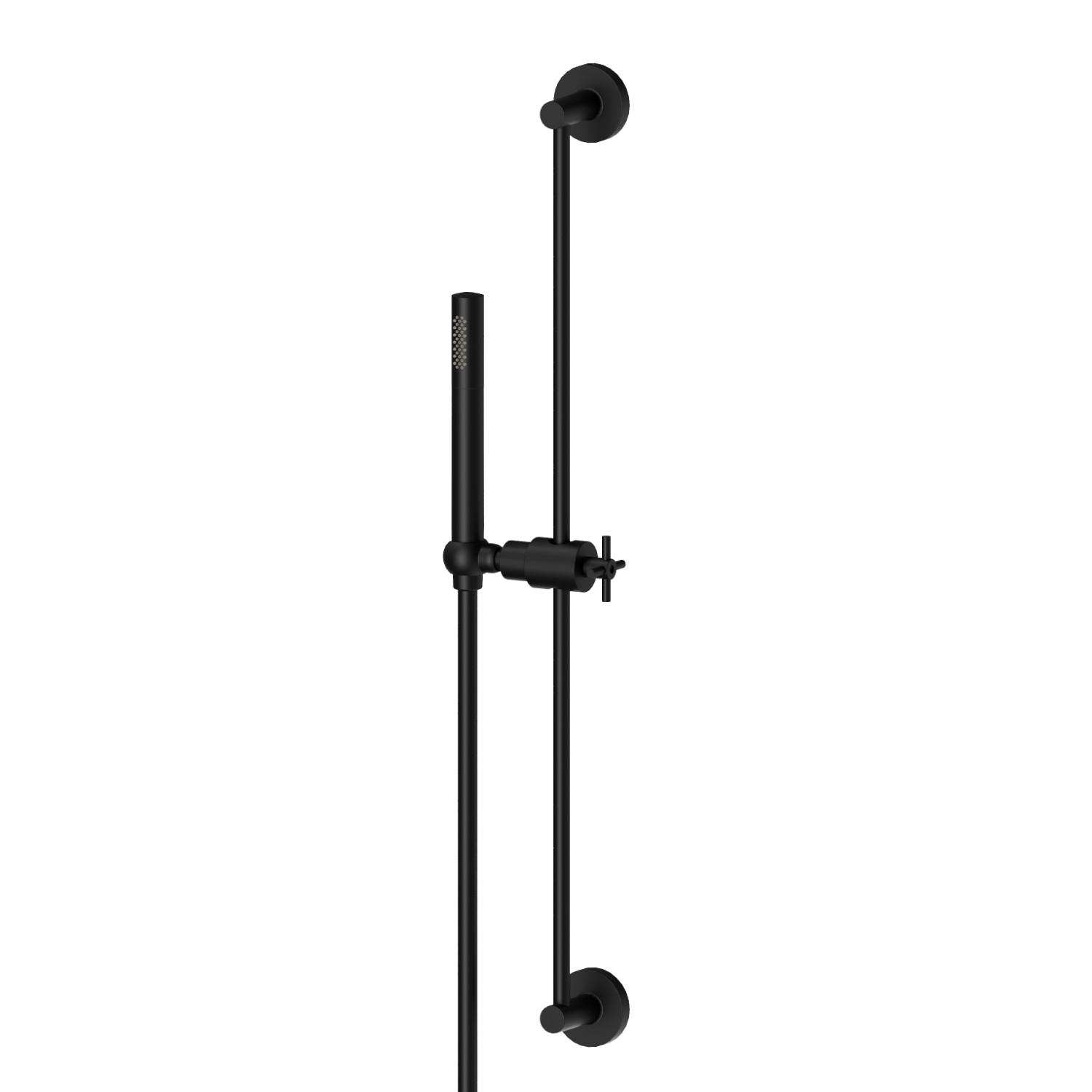 Barre coulissante avec douchette en laiton et flexible L=150 cm - finition Matt Black