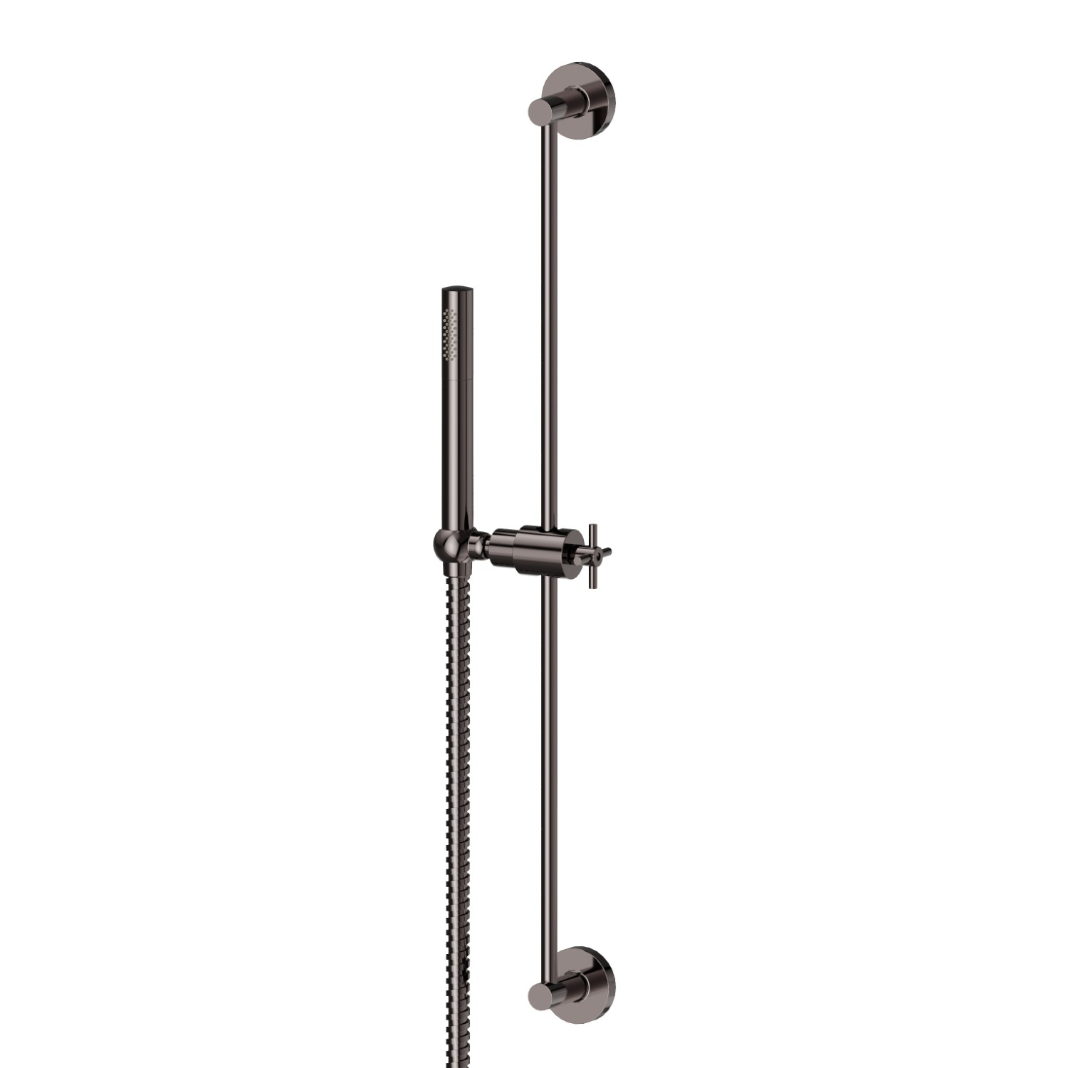 Barre coulissante avec douchette en laiton et flexible L=150 cm - finition PVD Gun Metal