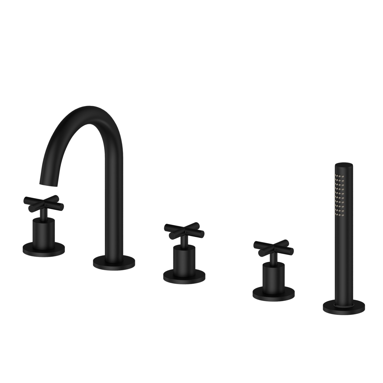 5-hole complete set of deck-mounted mixer - finish Matt Black