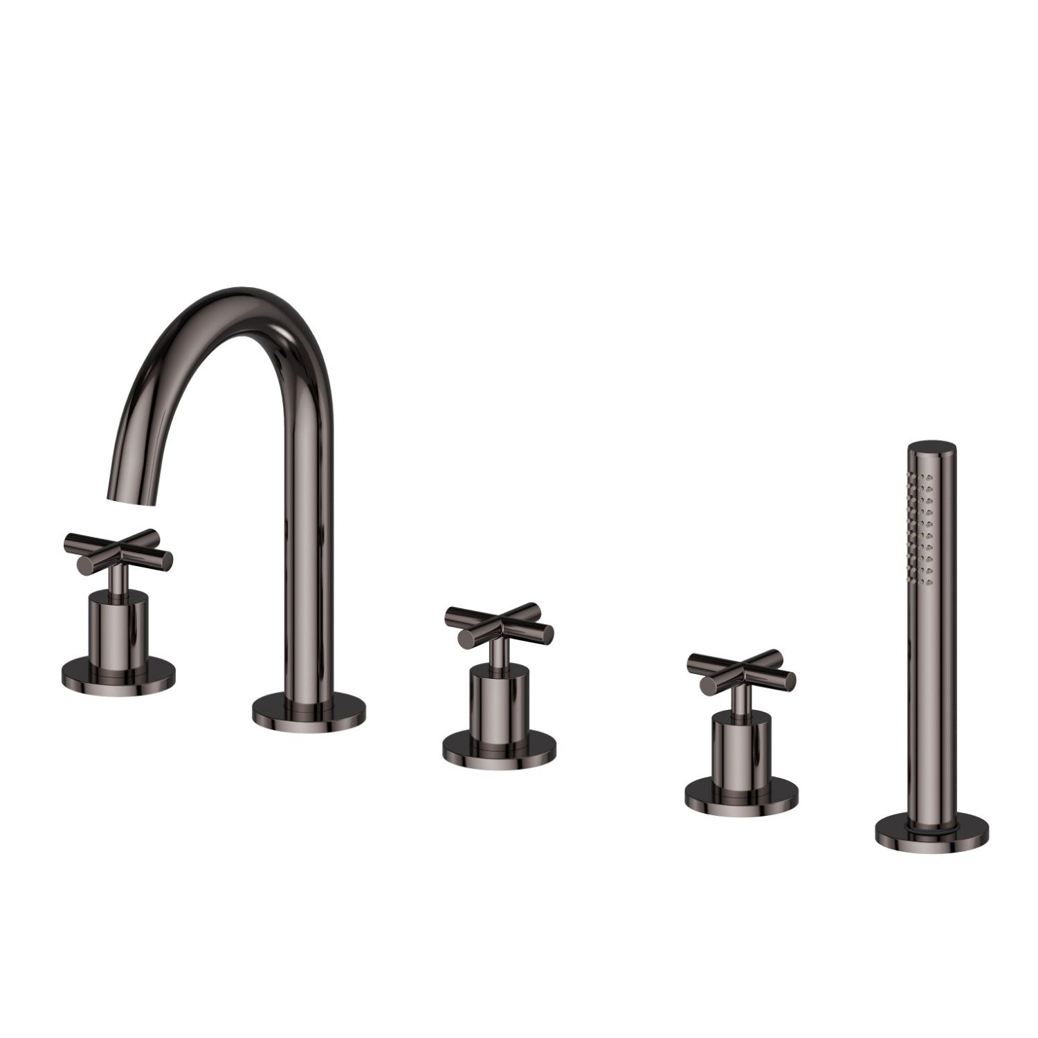 5-hole complete set of deck-mounted mixer - finish PVD Gun Metal