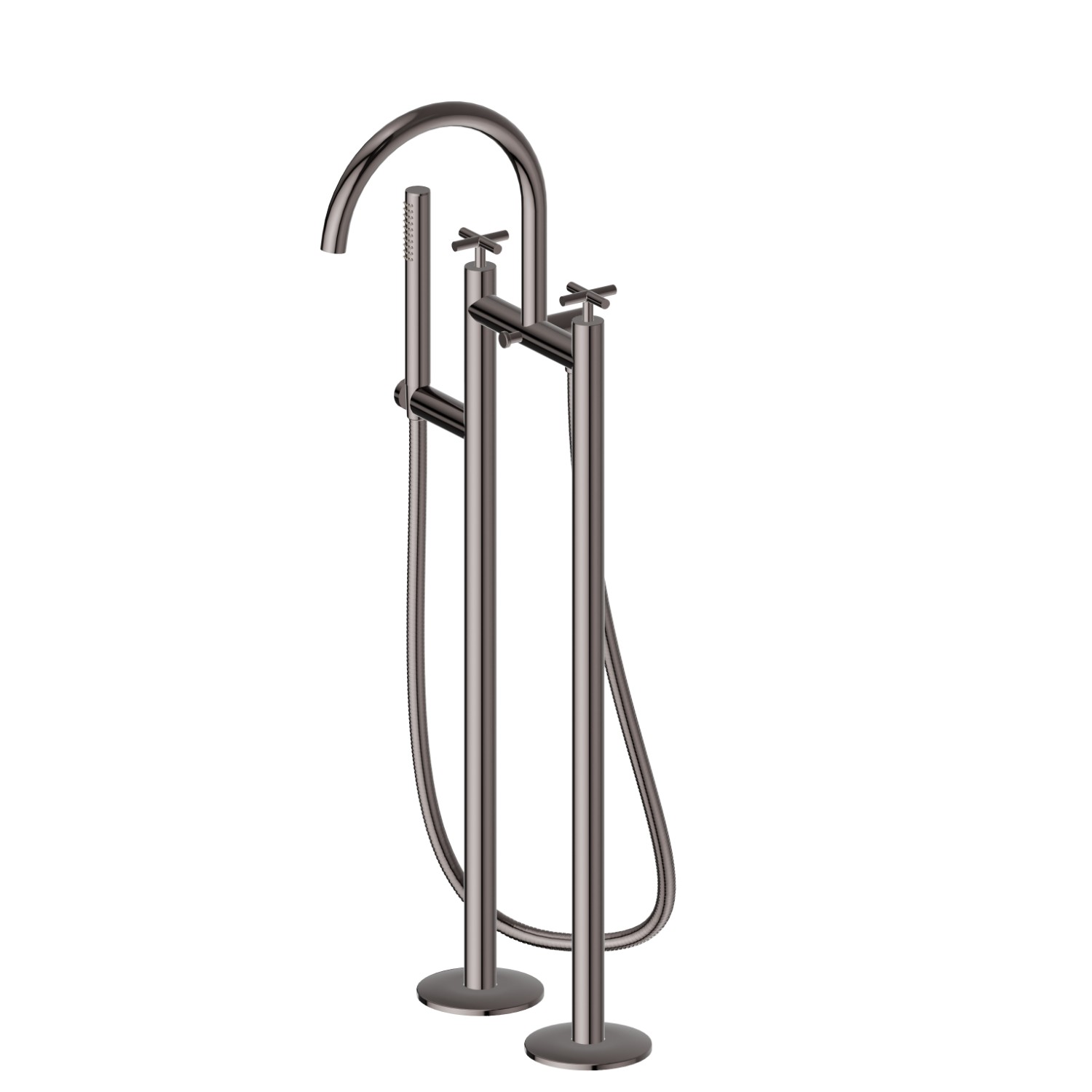 Badewannengruppe mit Bodenzufuhrsäulen, automatischem Umsteller - oberfläche PVD Gun Metal