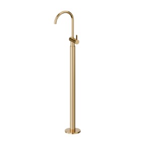 Single lever basin mixer with floor pillar union - finish PVD Glossy Gold
