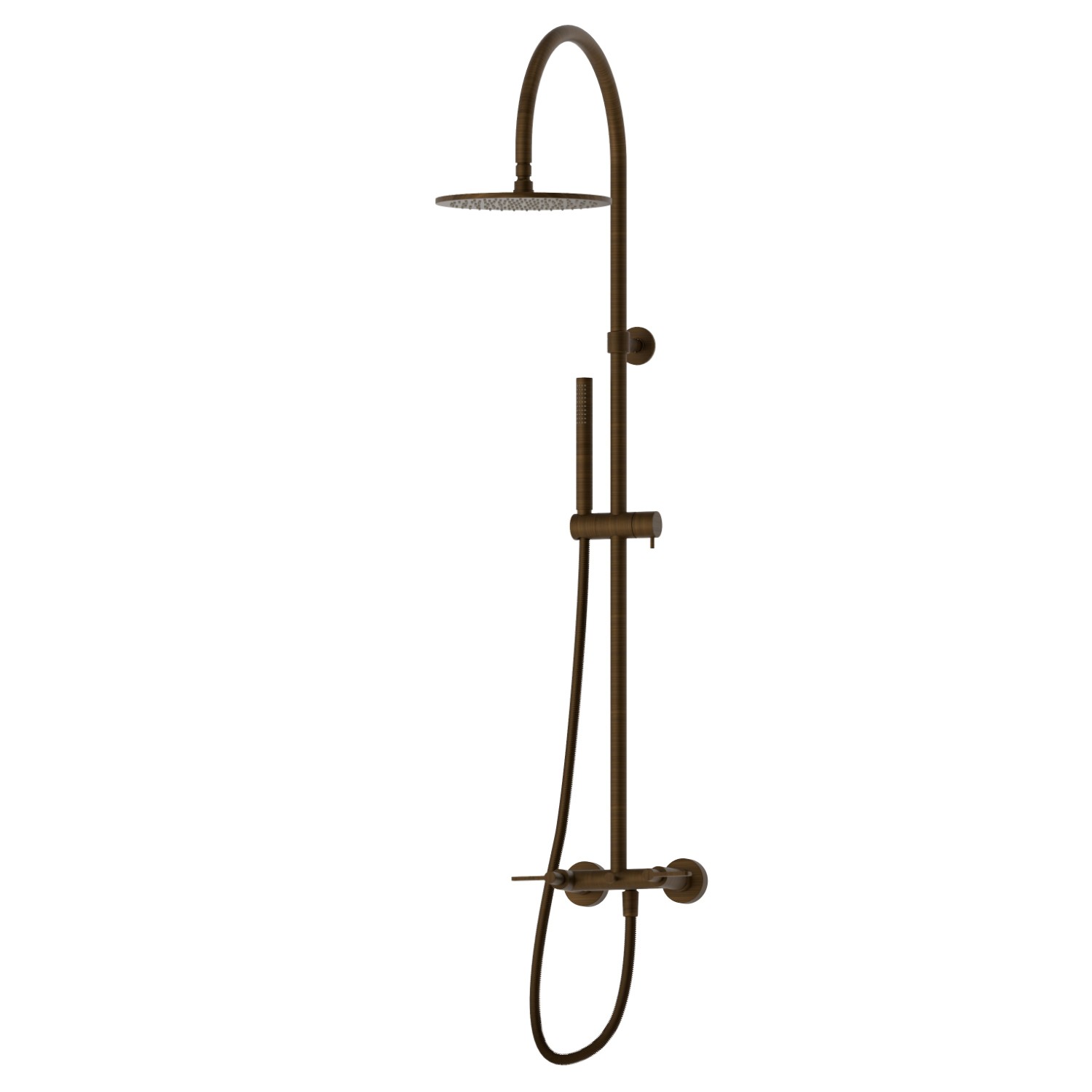 Duschsäule mit Außeneinheit komplett mit Umsteller, inspizierbarem Duschkopf und einstrahliger Handbrause aus Messing - oberfläche Groove Bronze