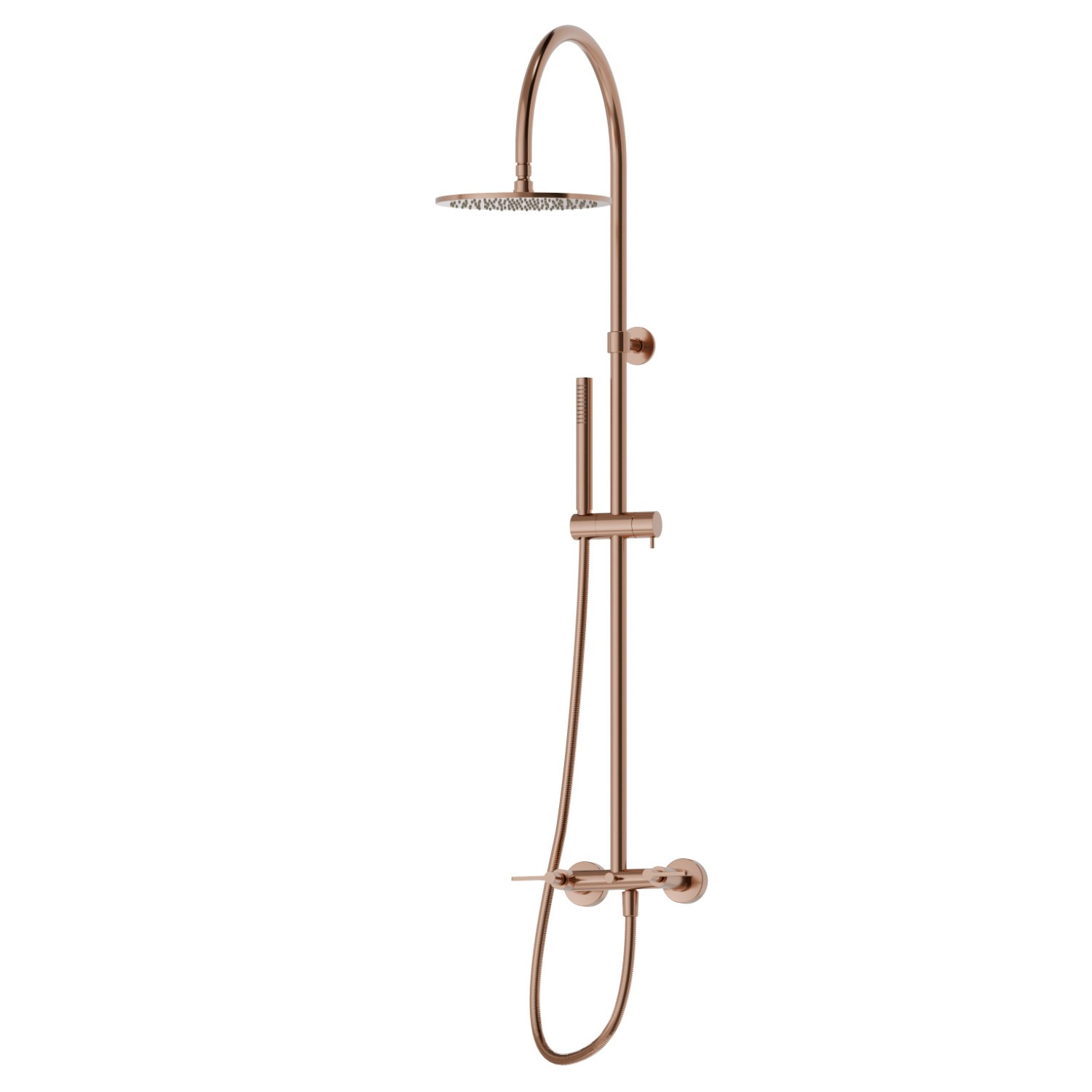 Shower column with exposed group with diverter, checkable head shower and brass single-jet hand shower set - finish PVD Copper Bronze