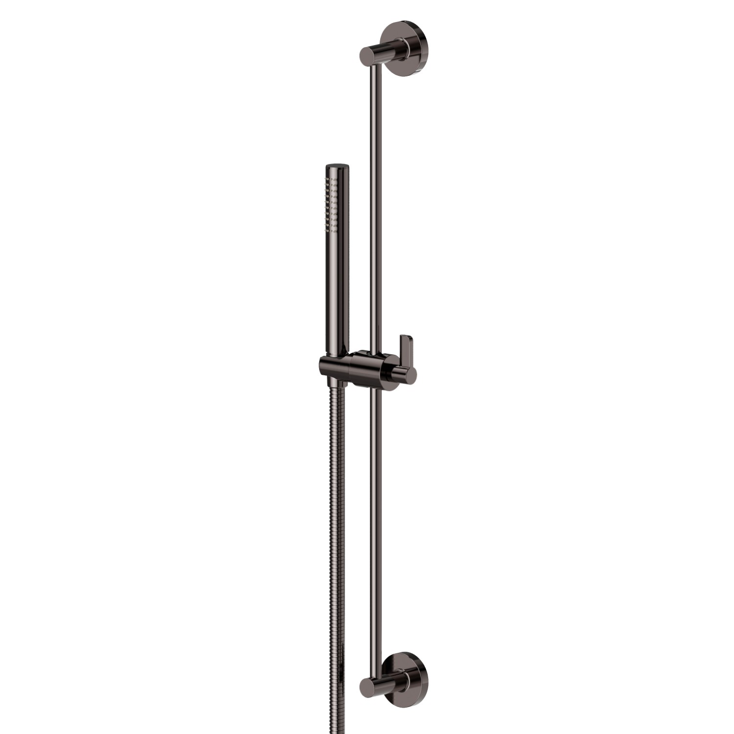 Barre coulissante avec douchette en laiton et flexible L=150 cm - finition PVD Gun Metal