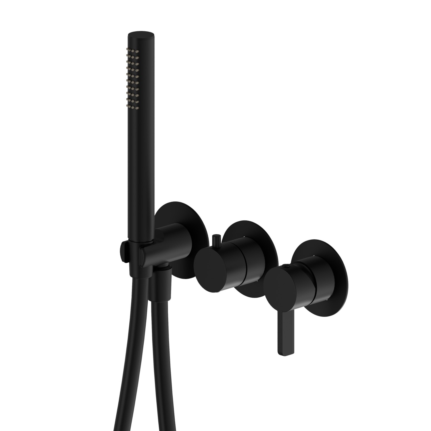 Complete concealed shower group, with shower set and 2 ways out diverter - ø70 - finish Matt Black
